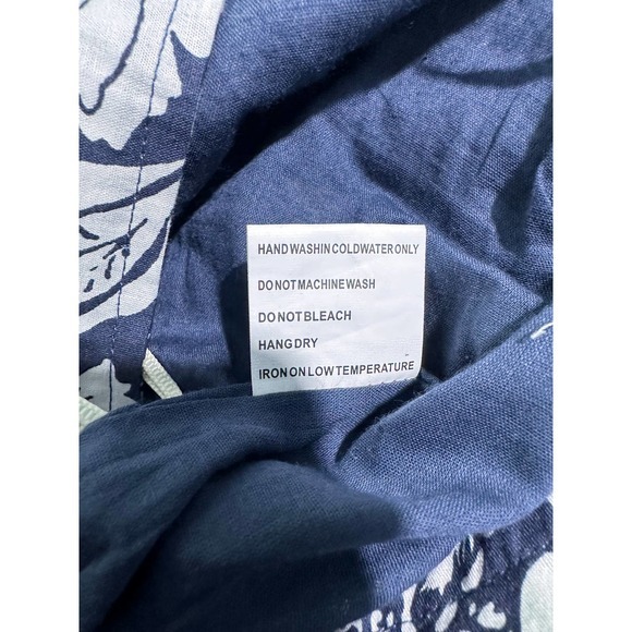 Luna Moon A-Line Full Skirt Size M Navy White Floral Print Ruffle Eyelet Trim - Picture 11 of 12